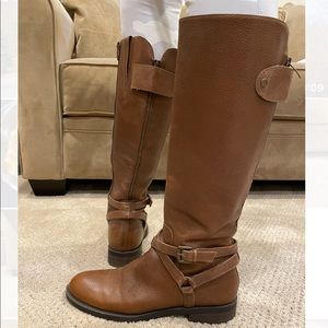 Enzo Angiolini Tall Riding Boots | Pebbled Brown Leather